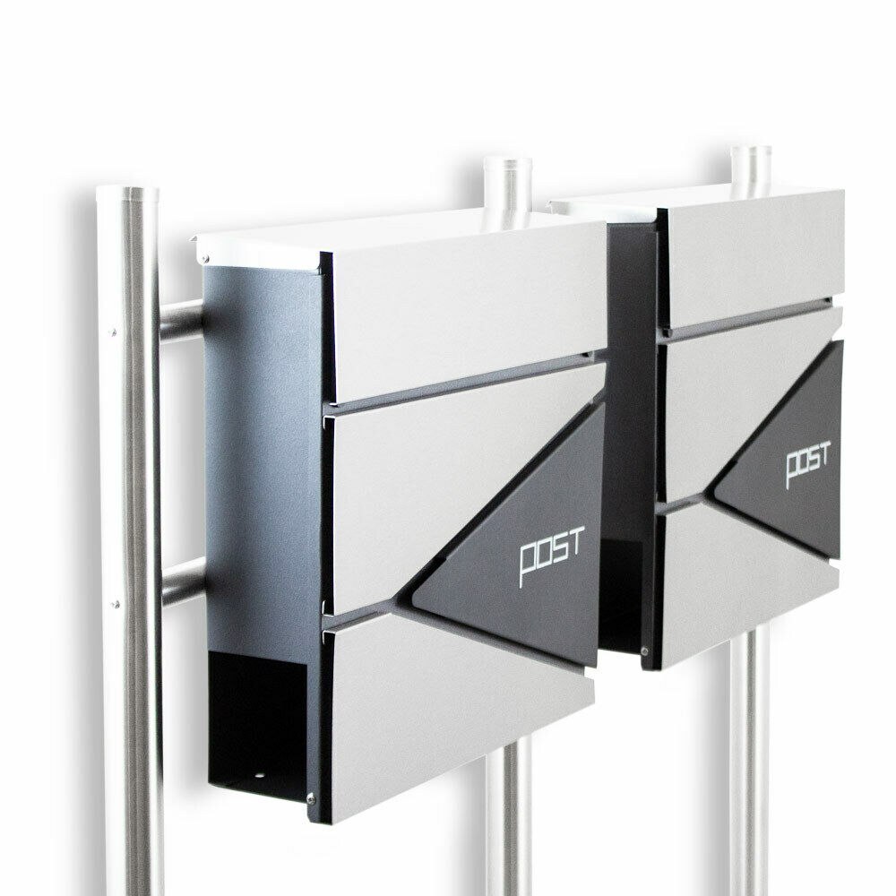 Nerezová poštovní schránka volně stojící sada 2 ks BITUXX inox M16778(2x16438+13663)